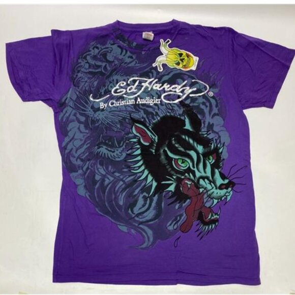 Ed Hardy Other - RARE Authentic New Vintage Y2K Men's Ed Hardy T-shirt Mi Vida Loca Purple Design